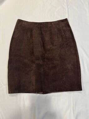 Potomac Collection Petites Brown Pig Suede Mini Skirt (Size 10P)